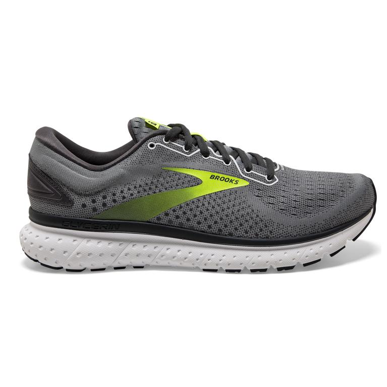 Brooks Mens Glycerin 18 Road Running Shoes - Primer Grey/Ebony/Nightlife (508297-EQU)